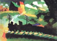 Kandinsky, Wassily - Murnau-vista con ferrocarril y castillo